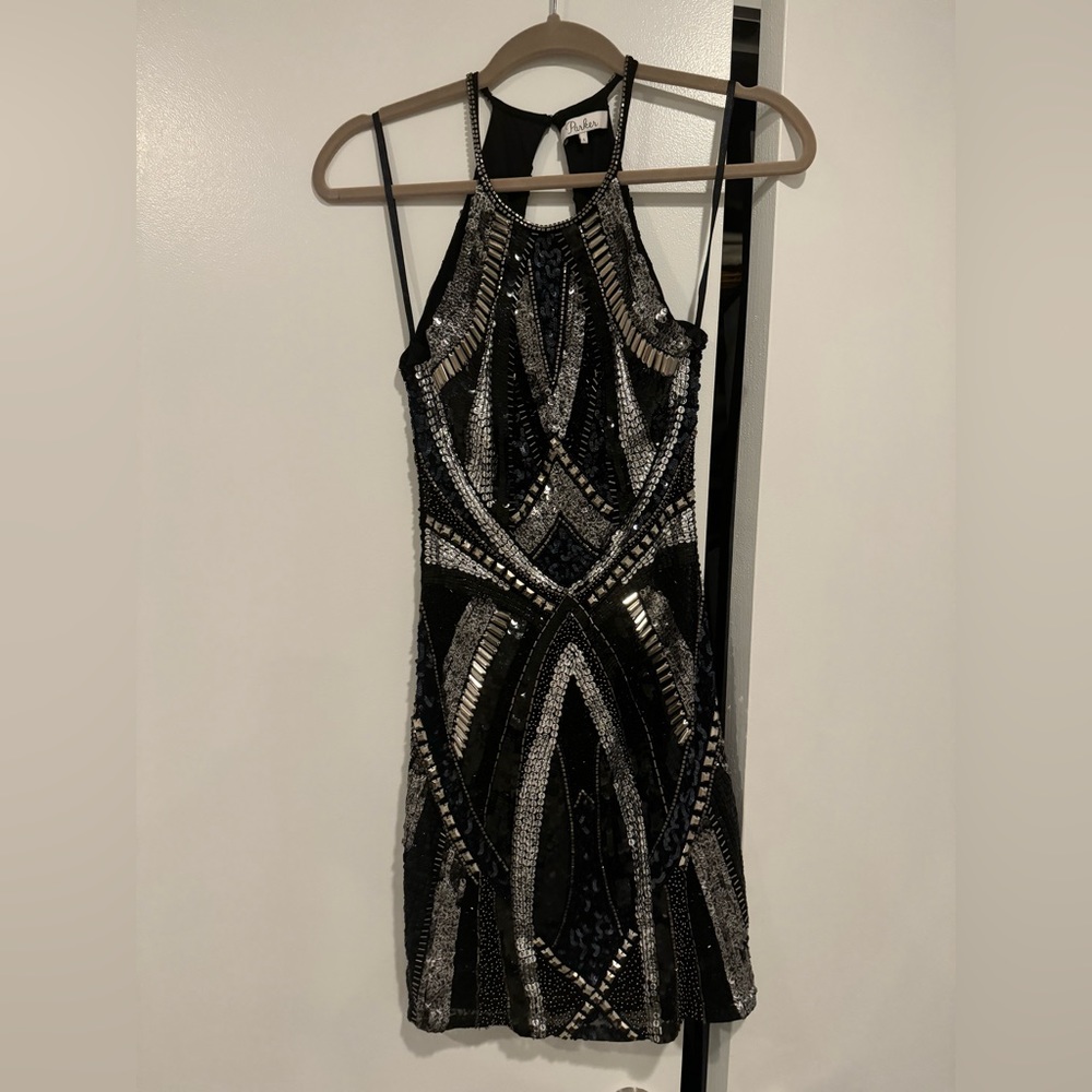 Parker short sequin dress with open back